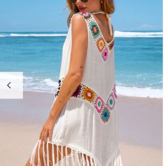 White Cover-Up Mini Dress - Picture 1 of 3